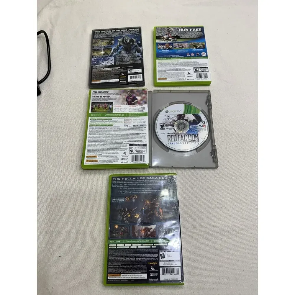 Xbox 360 Slim Black 250GB Console Tested Working Controller - 5 GAMES